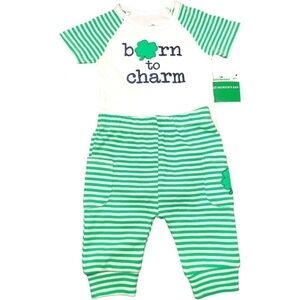 Way to Celebrate NWT Unisex Born to Charm St Patrick’s Day Outfit Size 0-3 Mos